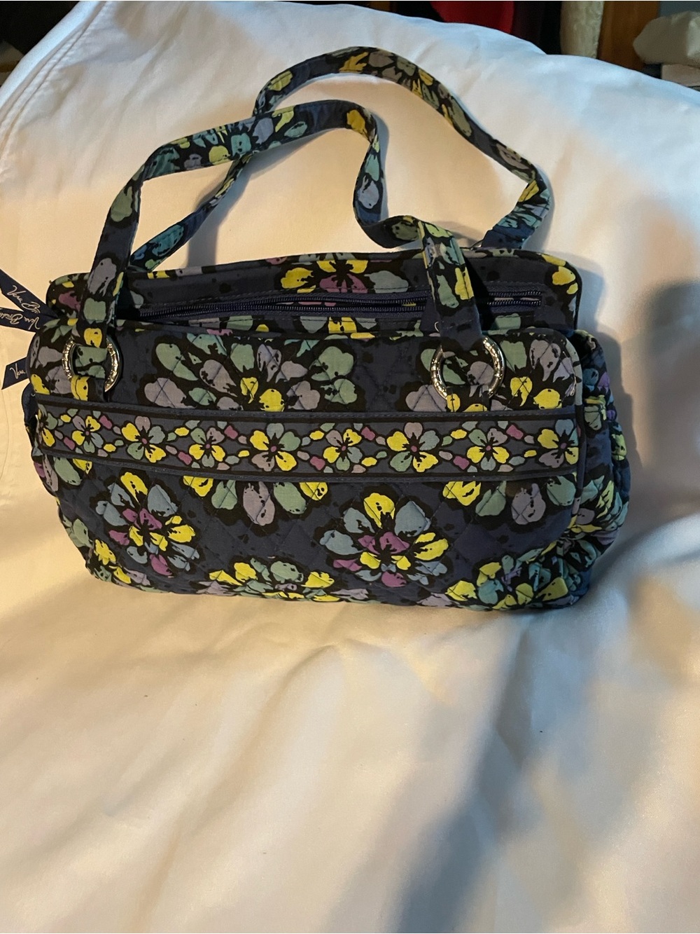 Vera Bradley Quilted Floral Multi-Color Shoulder Bag with silver tone hardware